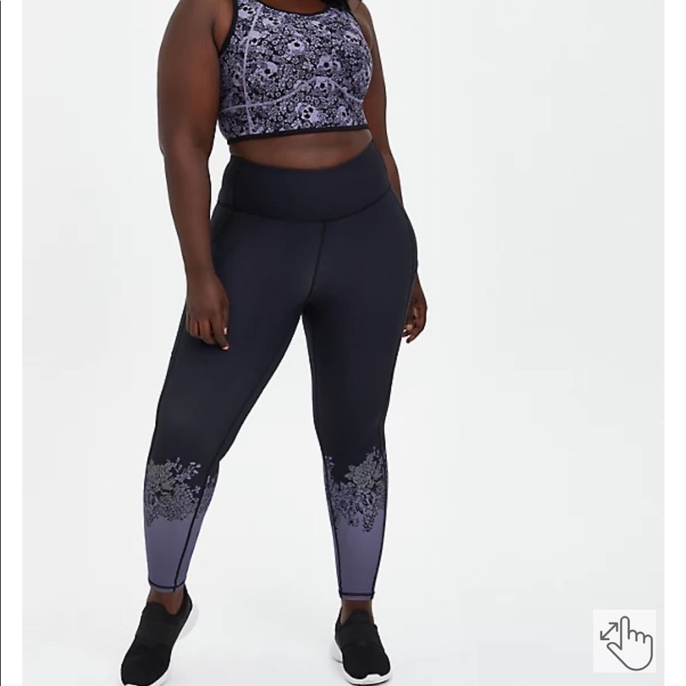 BNWT TORRID BLACK & PURPLE FLORAL FULL LENGTH WICKING ACTIVE LEGGING SIZE 5